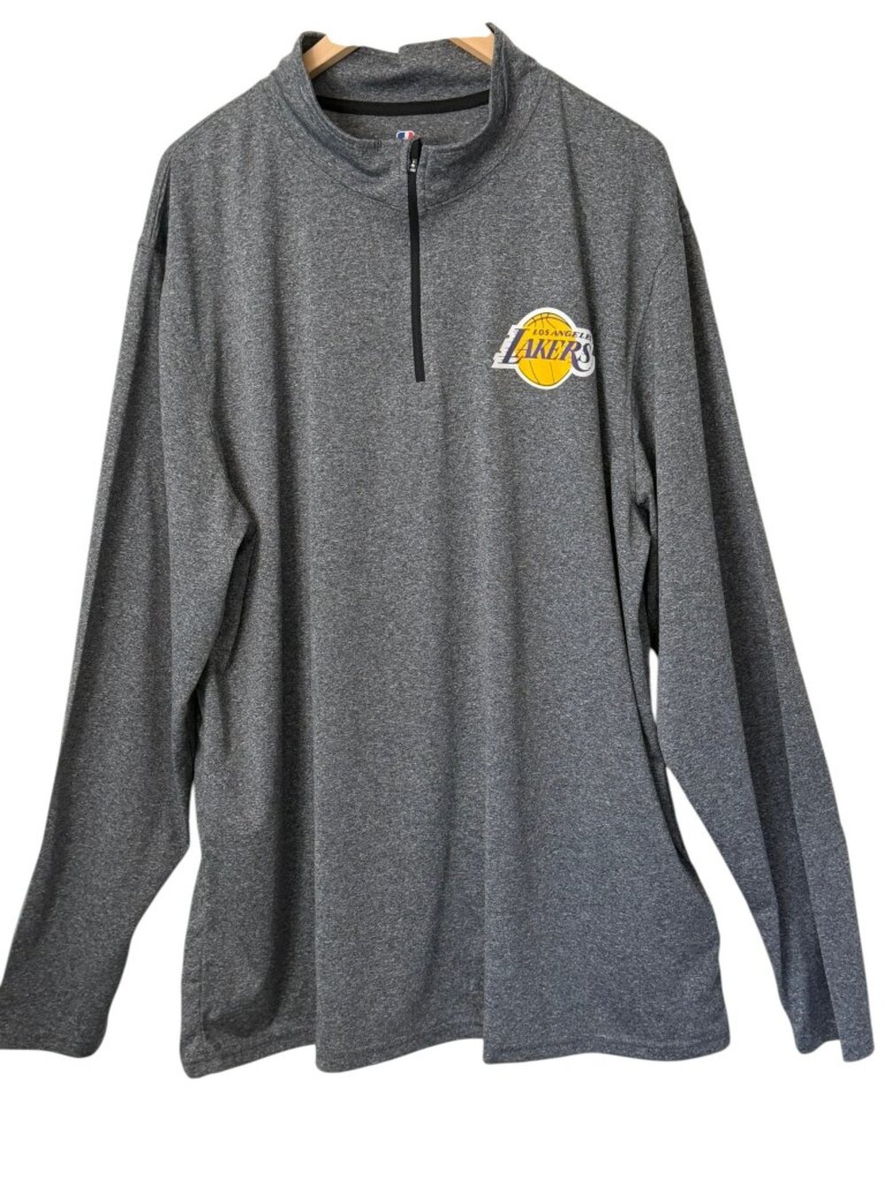 UNK NBA Los Angeles Lakers Quarter Zip Mock Neck Pullover Shirt Gray Heather XXL